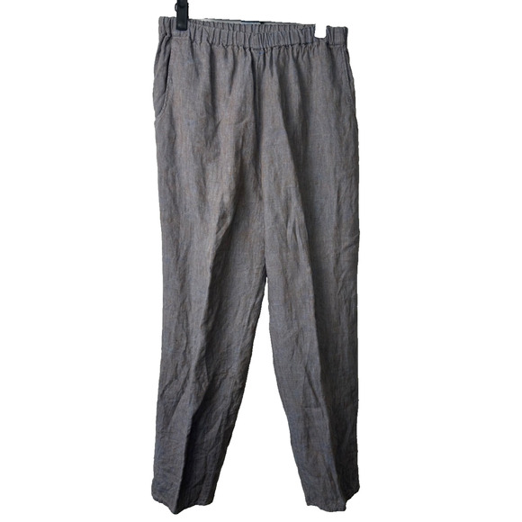 FLAX by Jeanne Engelhart Blue 100% Linen Pull On Tapered Pants S Lagenlook A29 - Picture 1 of 6